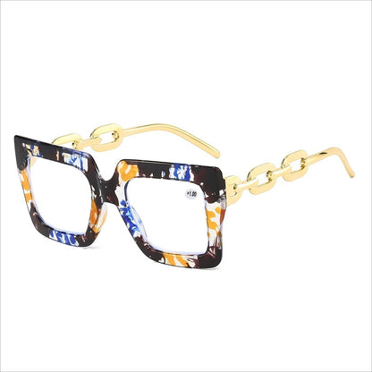 🎈🎈Lastday 70%OFF-Women’s Oversized Square Chain Reading Glasses(1set-6pcs)