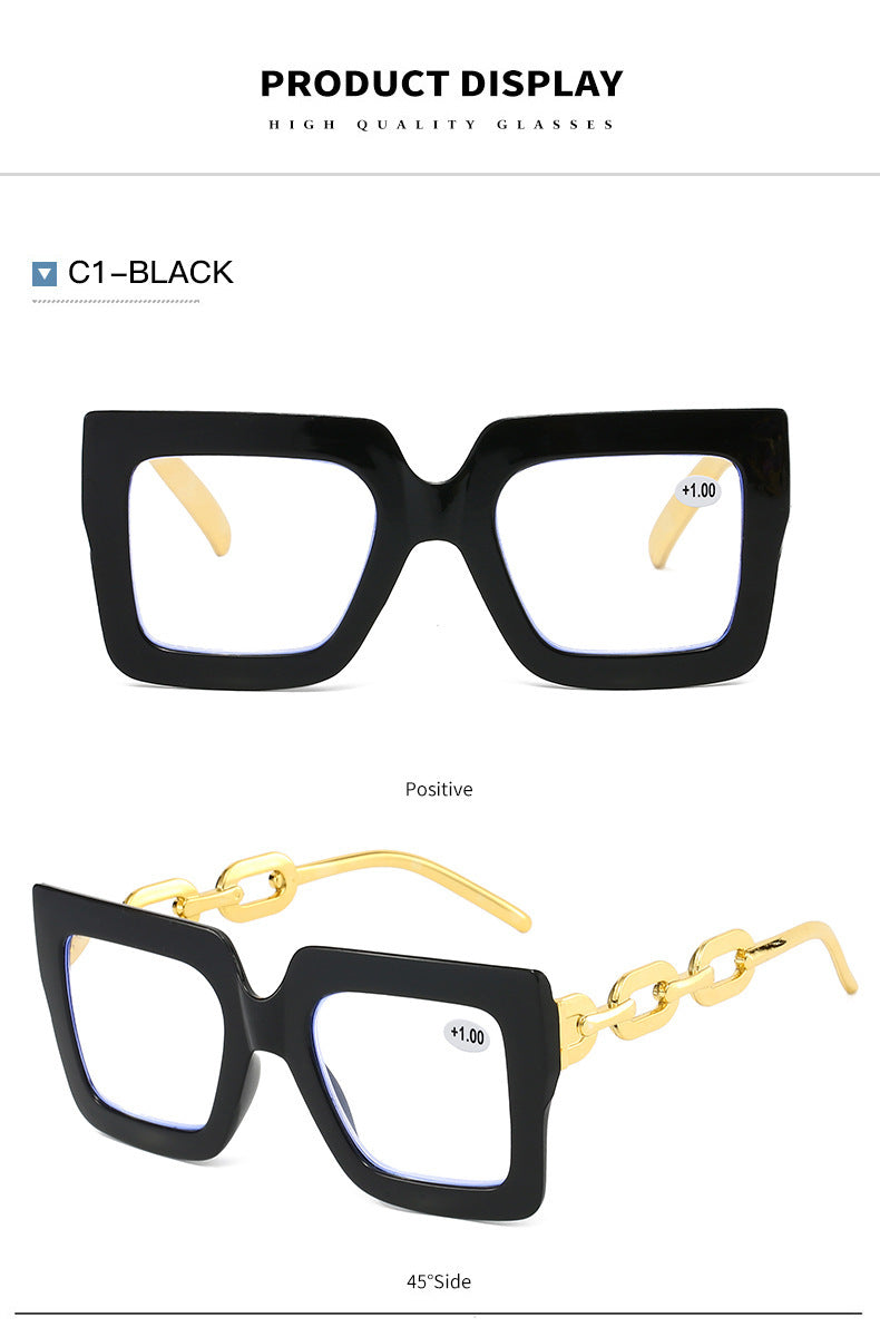 🎈🎈Lastday 70%OFF-Women’s Oversized Square Chain Reading Glasses(1set-6pcs)