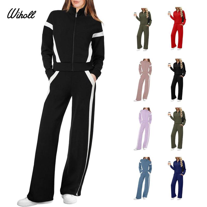 WIHOLL Women’s Lounge Set – 2-Piece Sweatshirt & Wide-Leg Sweatpants ✨