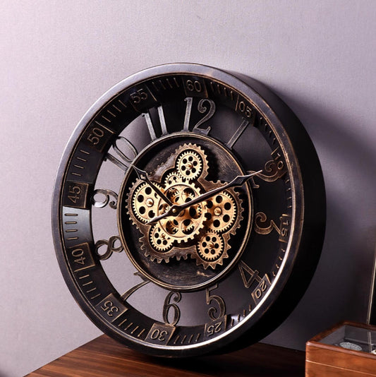 🌟 Clearance promotion! 🕰️ New French retro gear mechanical wall clock, light luxury art living room high-end decoration clock ⏳