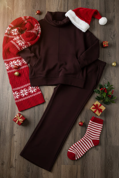 New Arrivals🔥 Cozy Travel Cowl Neck Sweatshirt and Pant 2 Piece Sets