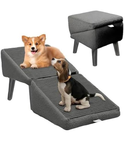 🐶2-in-1 Convertible Wooden Home Step Stool Dog Ramp Stairs