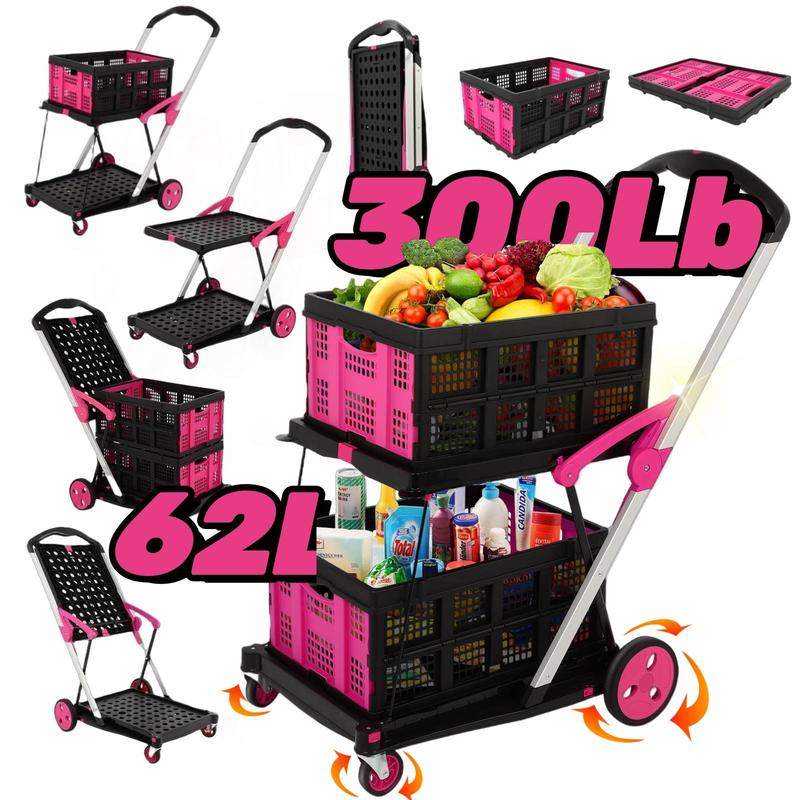 50% OFF Special! 2-Layer Foldable Storage Cart - Heavy-Duty Wheels, 4 Colors Available 💙❤️💖💜