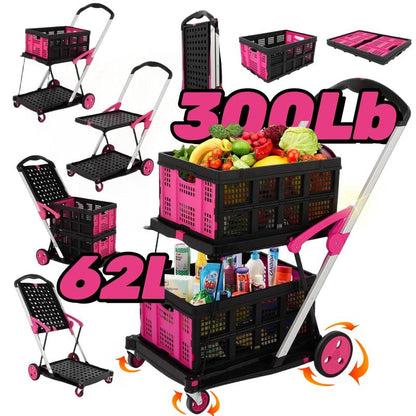 50% OFF Special! 2-Layer Foldable Storage Cart - Heavy-Duty Wheels, 4 Colors Available 💙❤️💖💜