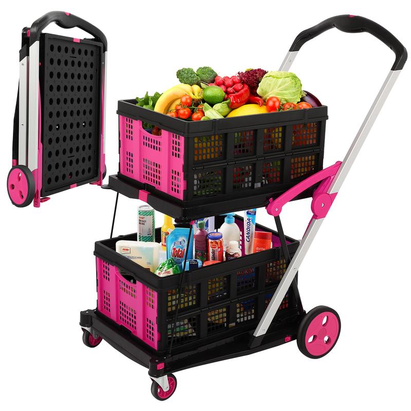 50% OFF Special! 2-Layer Foldable Storage Cart - Heavy-Duty Wheels, 4 Colors Available 💙❤️💖💜