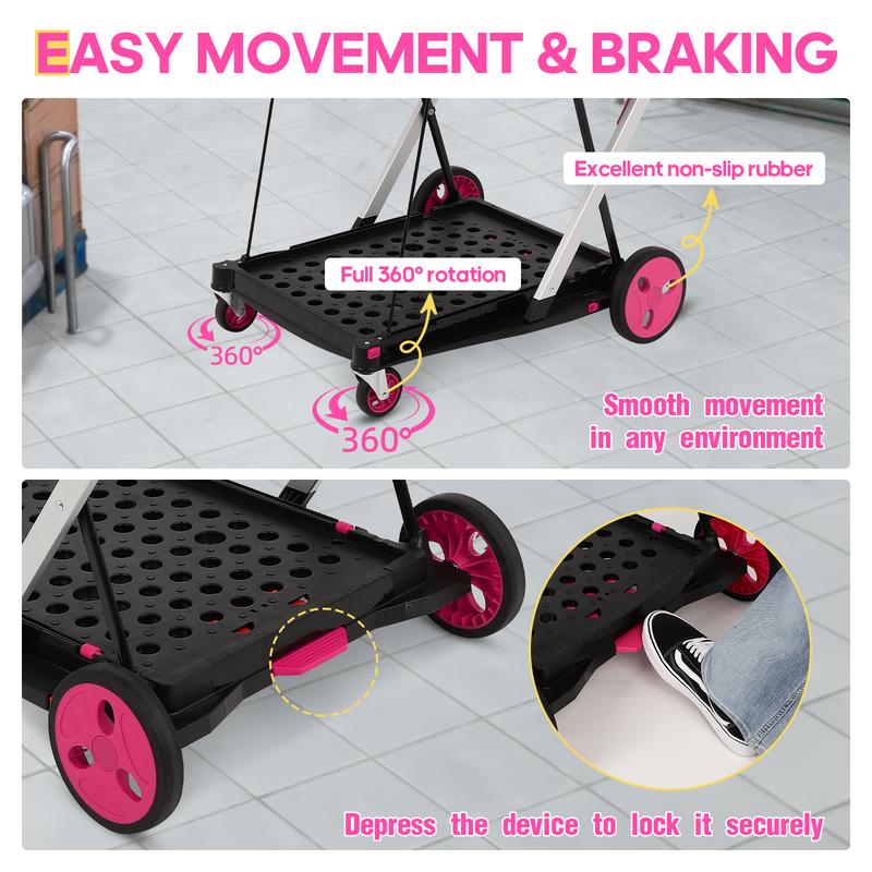 50% OFF Special! 2-Layer Foldable Storage Cart - Heavy-Duty Wheels, 4 Colors Available 💙❤️💖💜