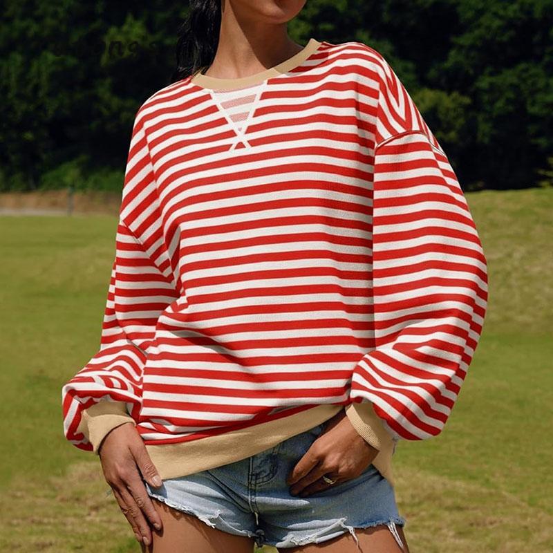 Cozy & Stylish Women's Striped Sweatshirt 🌟 Casual Crew Neck Pullovers for Every Day!
