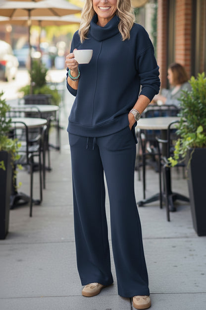 New Arrivals🔥 Cozy Travel Cowl Neck Sweatshirt and Pant 2 Piece Sets