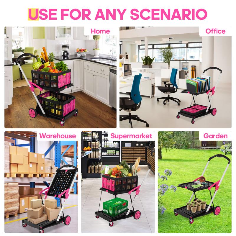 50% OFF Special! 2-Layer Foldable Storage Cart - Heavy-Duty Wheels, 4 Colors Available 💙❤️💖💜