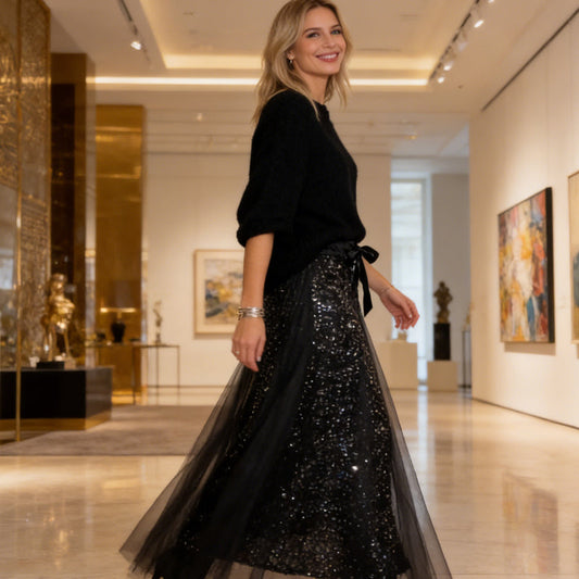 🔥 Limited Time Only! ✨ Sparkly Top & Tulle Skirt Set — Chic, Feminine & Eye-Catching